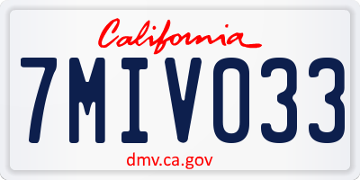 CA license plate 7MIV033