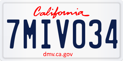 CA license plate 7MIV034