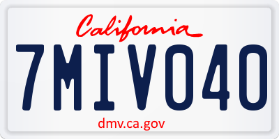 CA license plate 7MIV040