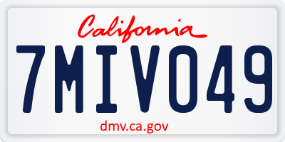 CA license plate 7MIV049