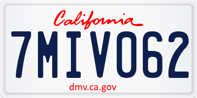 CA license plate 7MIV062