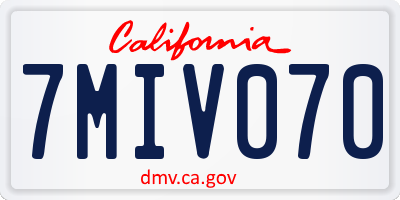 CA license plate 7MIV070