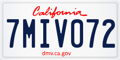 CA license plate 7MIV072