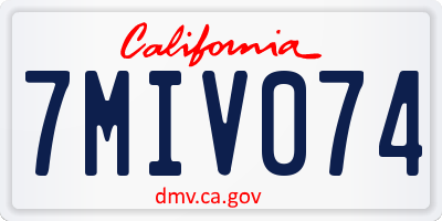 CA license plate 7MIV074