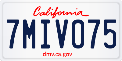 CA license plate 7MIV075