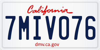 CA license plate 7MIV076