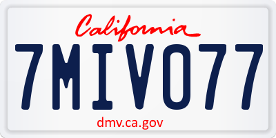CA license plate 7MIV077