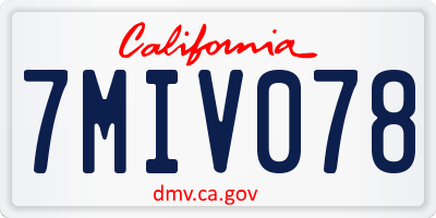 CA license plate 7MIV078