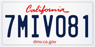 CA license plate 7MIV081
