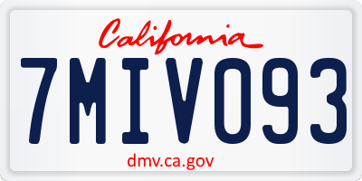 CA license plate 7MIV093