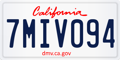 CA license plate 7MIV094