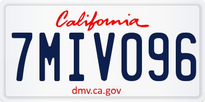 CA license plate 7MIV096