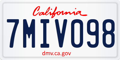CA license plate 7MIV098