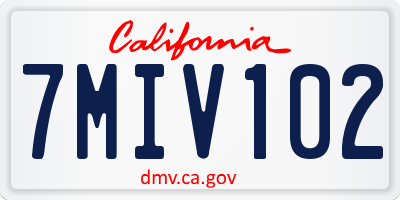 CA license plate 7MIV102