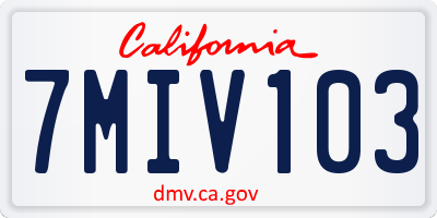 CA license plate 7MIV103