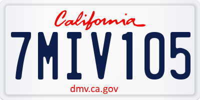 CA license plate 7MIV105