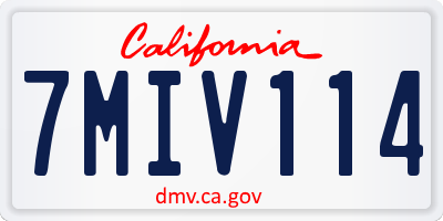 CA license plate 7MIV114