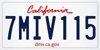 CA license plate 7MIV115
