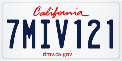 CA license plate 7MIV121