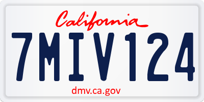 CA license plate 7MIV124