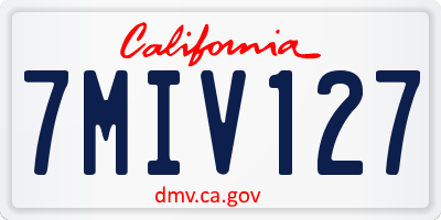 CA license plate 7MIV127