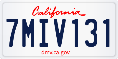 CA license plate 7MIV131