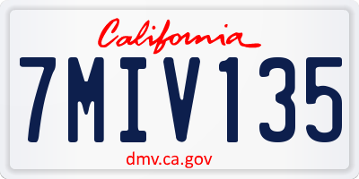 CA license plate 7MIV135