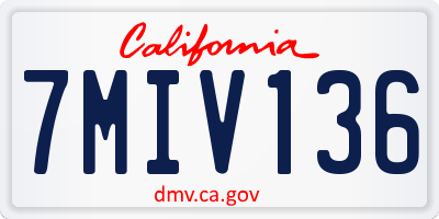 CA license plate 7MIV136
