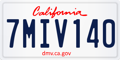 CA license plate 7MIV140