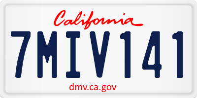 CA license plate 7MIV141