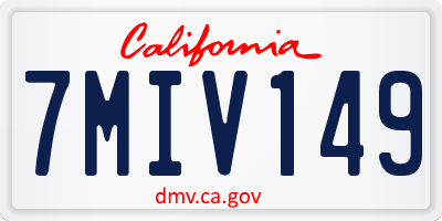 CA license plate 7MIV149