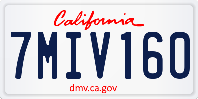 CA license plate 7MIV160