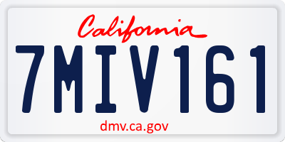 CA license plate 7MIV161