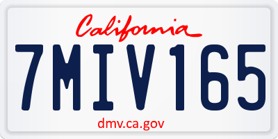 CA license plate 7MIV165