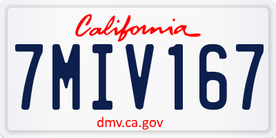 CA license plate 7MIV167