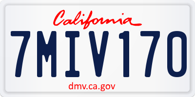 CA license plate 7MIV170