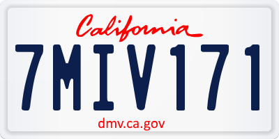CA license plate 7MIV171
