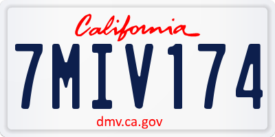 CA license plate 7MIV174