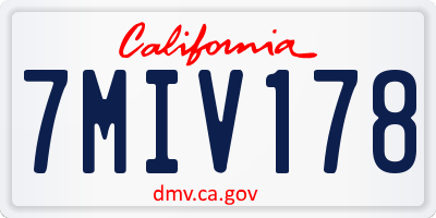 CA license plate 7MIV178