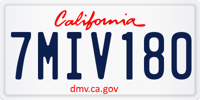 CA license plate 7MIV180