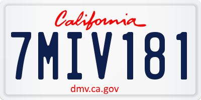 CA license plate 7MIV181