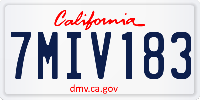 CA license plate 7MIV183