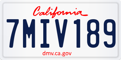CA license plate 7MIV189