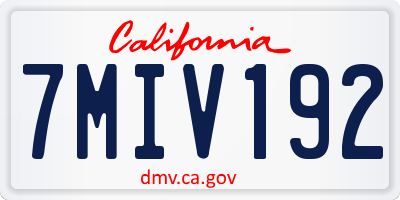 CA license plate 7MIV192