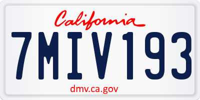 CA license plate 7MIV193