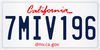 CA license plate 7MIV196