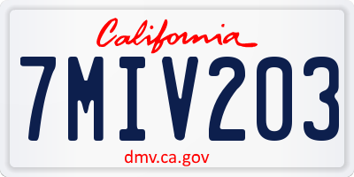 CA license plate 7MIV203