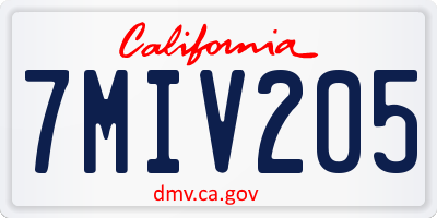 CA license plate 7MIV205