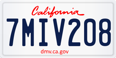 CA license plate 7MIV208