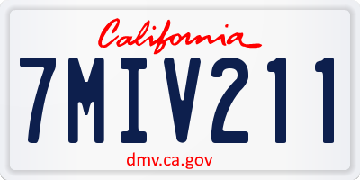 CA license plate 7MIV211